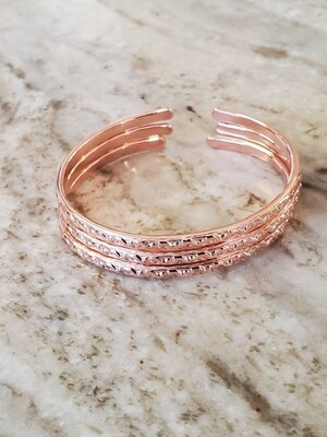 Minimalist Textured Jewelers Brass Stacking Bangle Bracelets, Create Your Set in Brass, Bronze, or Copper - image3